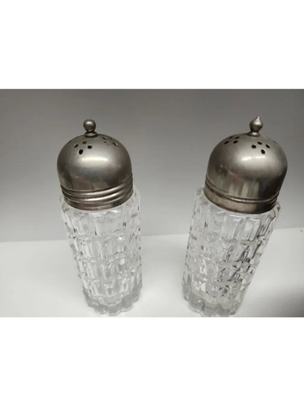 Tall Crystal Salt & Pepper Shakers Vintage 5.25